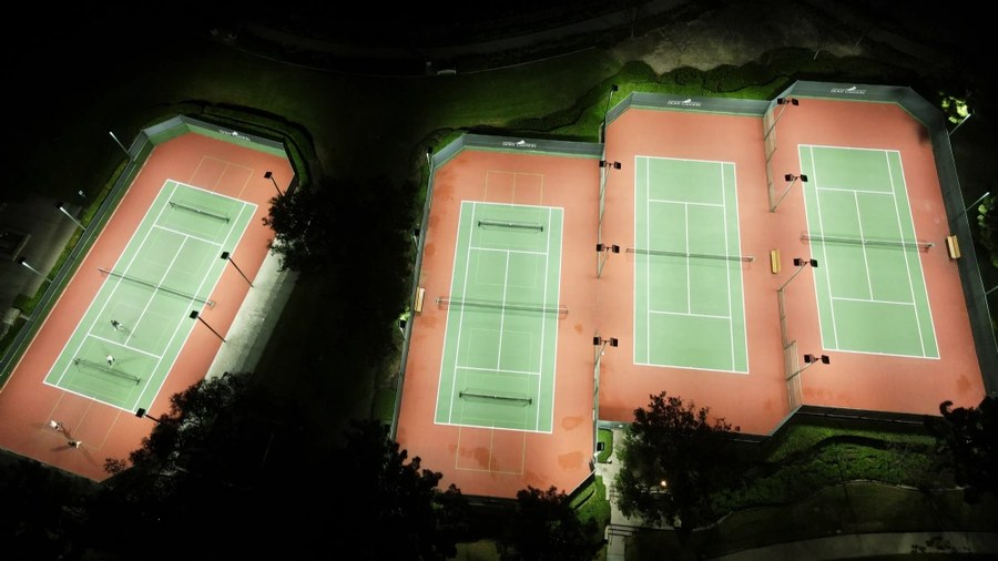 HOA court lighting with capped running costs: Canyon HOA
