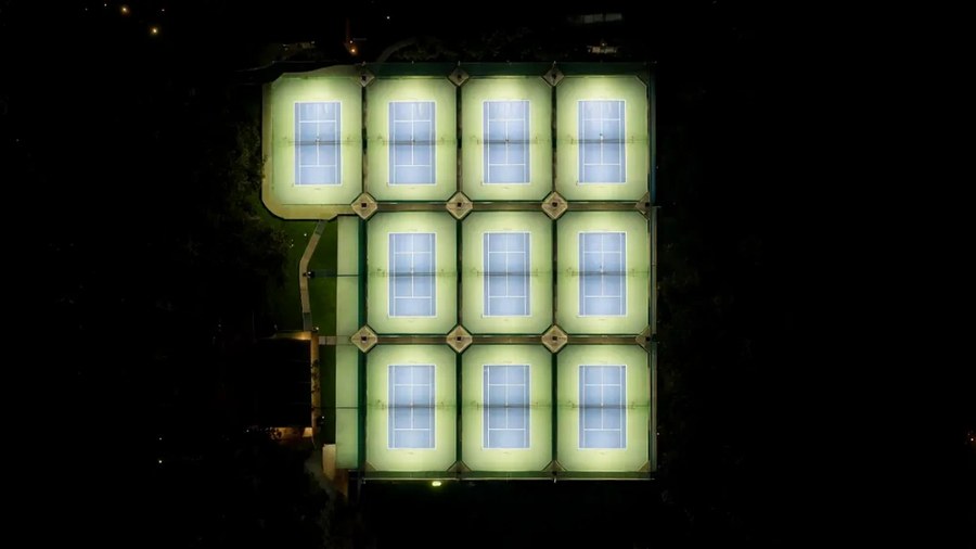 Class II lighting from four poles: Flint Canyon Tennis Club