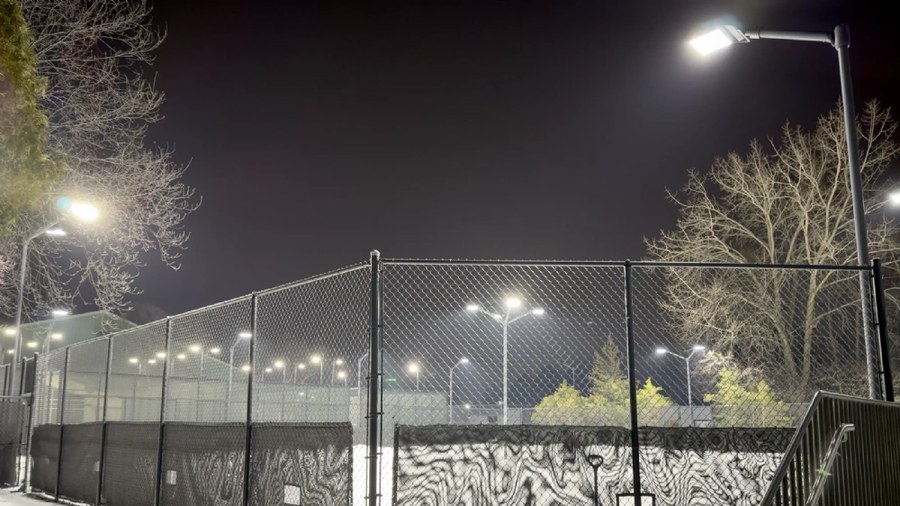 Matched outdoor and indoor tennis lighting: Midtown Athletic Club