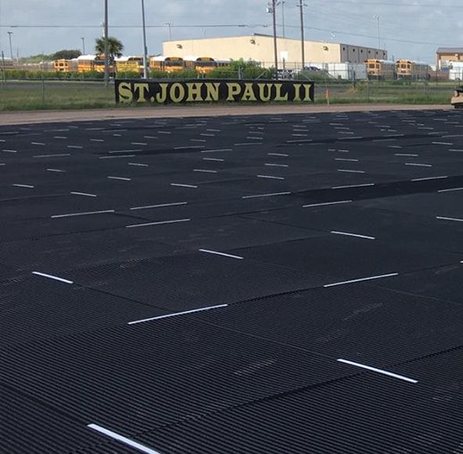 GeoFlo shock pad installed on a field
