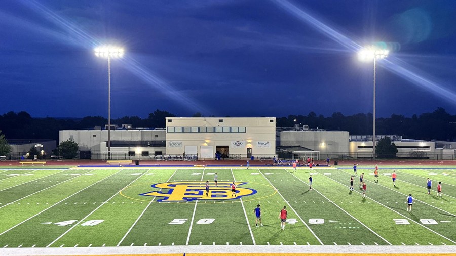 Football and soccer field lighting on four existing poles: St. Francis Borgia High School