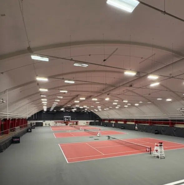 Indoor tennis court uplighting: Northern Illinois University