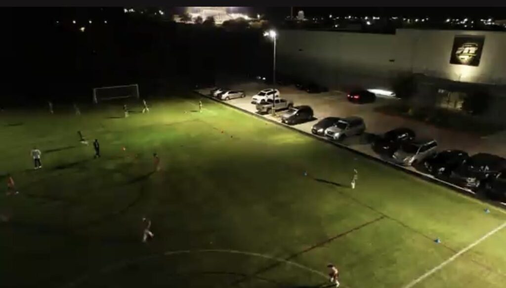 Soccer field lighting on uneven existing poles: Performance Indoor Training