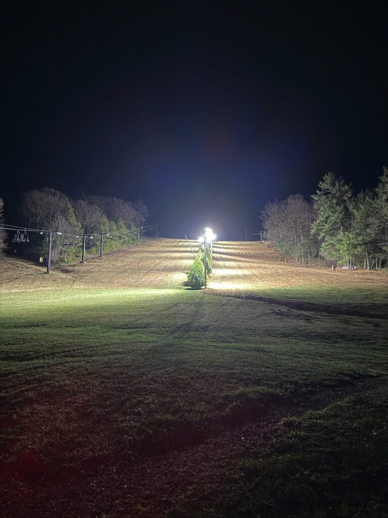 Night skiing slope lighting: Tussey Mountain