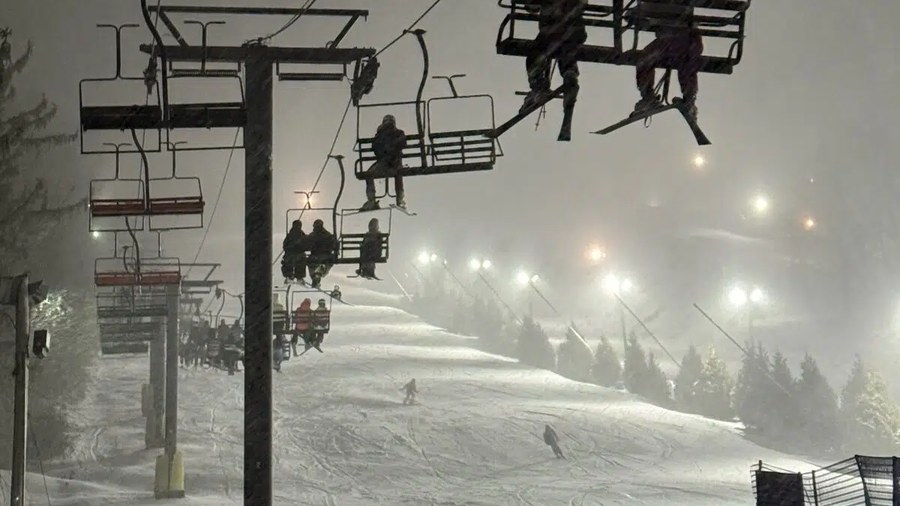 Night skiing slope lighting: Tussey Mountain