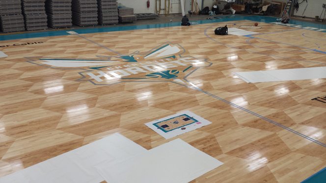 Charlotte Hornets portable Robbins All-Star Plus basketball floor