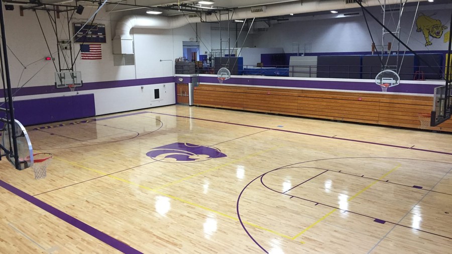 Flood recovery gym floors: Eureka High School