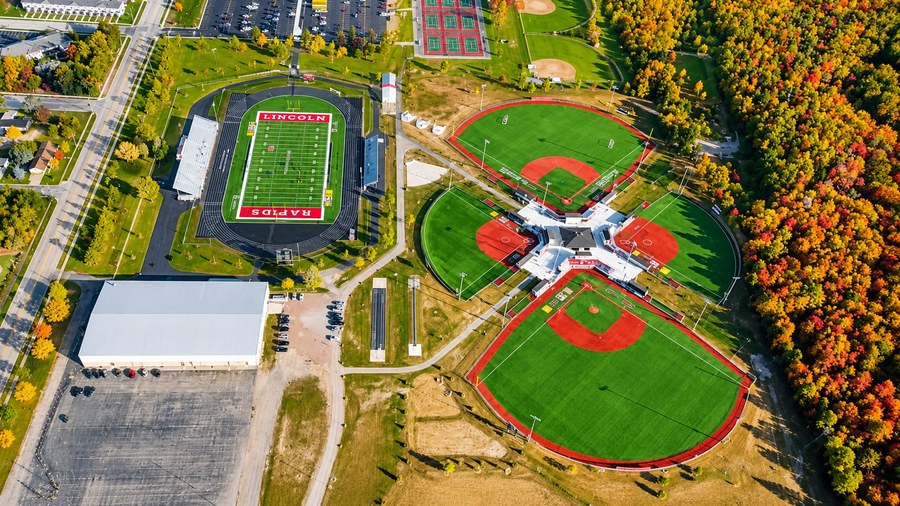 Four-field baseball and softball quadplex: Lincoln High School