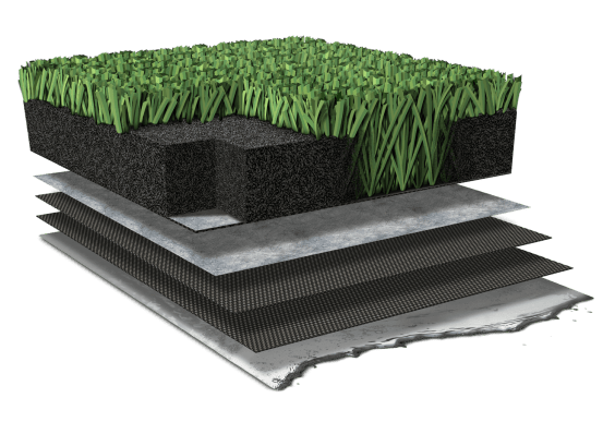 Cutaway of the Sprinturf UltraBlade turf system
