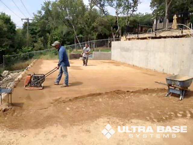 Backyard basketball court without a concrete base