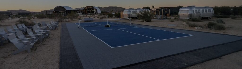 A portable pickleball court in the desert: Joshua Tree